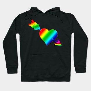 Rainbow Heart pierced with an arrow Hoodie